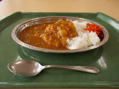 【学食のカレー】駒沢大学 玉川キャンパス 駒Dining カレーライスとおにぎり(おかか) 2014/5