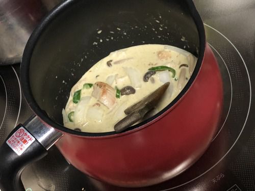 【2019一年分まとめUP】
ここまでまさかの気分を変えてグリーンカレー
端材のクズ野菜で試しに作ったやつ