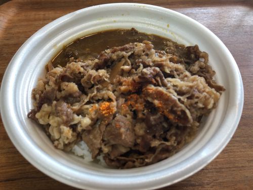 松屋の牛丼とうちのカレーあいがけ