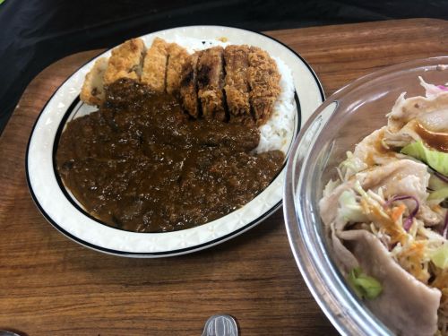 新カレー+セブンのお惣菜+サラダ